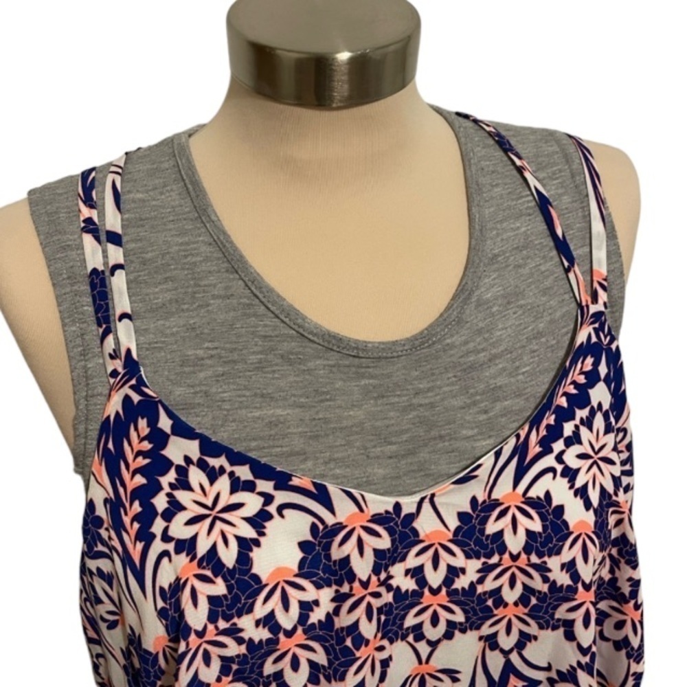 I get roaring 20s vibe Floral Dress - cobalt and coral